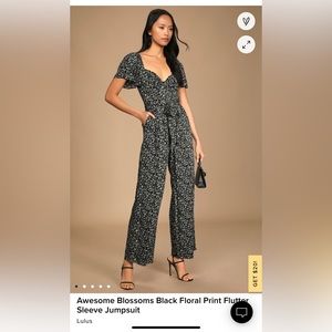 Lulus Medium Black Floral Print Jumpsuit